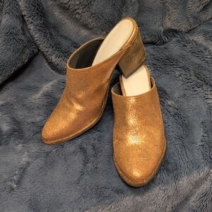 Freda Salvador Sparkling Rose Gold Mules